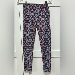 LuLaRoe Leggings – Geometric Star Print Red/Blue – OS